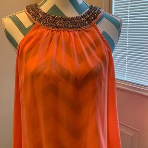 SOCIALITE - Orange Sheer Embelished Tank